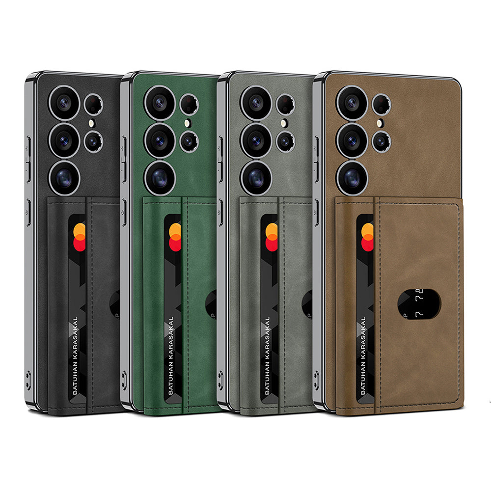 Galaxy S25 Ultra Kılıf M-safe Şarj Özellikli Suni Deri Tasarımlı Zore Kıpta Ayrılabilen Kartlıklı Kapak