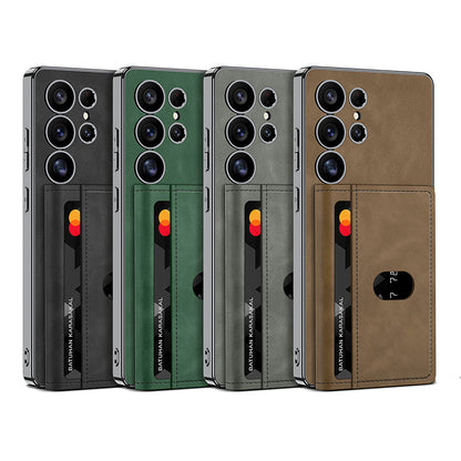 Galaxy S25 Ultra Kılıf M-safe Şarj Özellikli Suni Deri Tasarımlı Zore Kıpta Ayrılabilen Kartlıklı Kapak