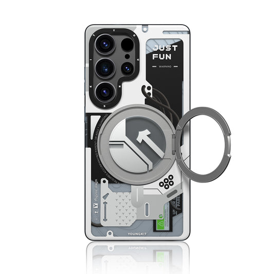 Galaxy S25 Ultra Kılıf M-safe Şarj Özellikli Youngkit 360° Standlı Starship Serisi Kapak