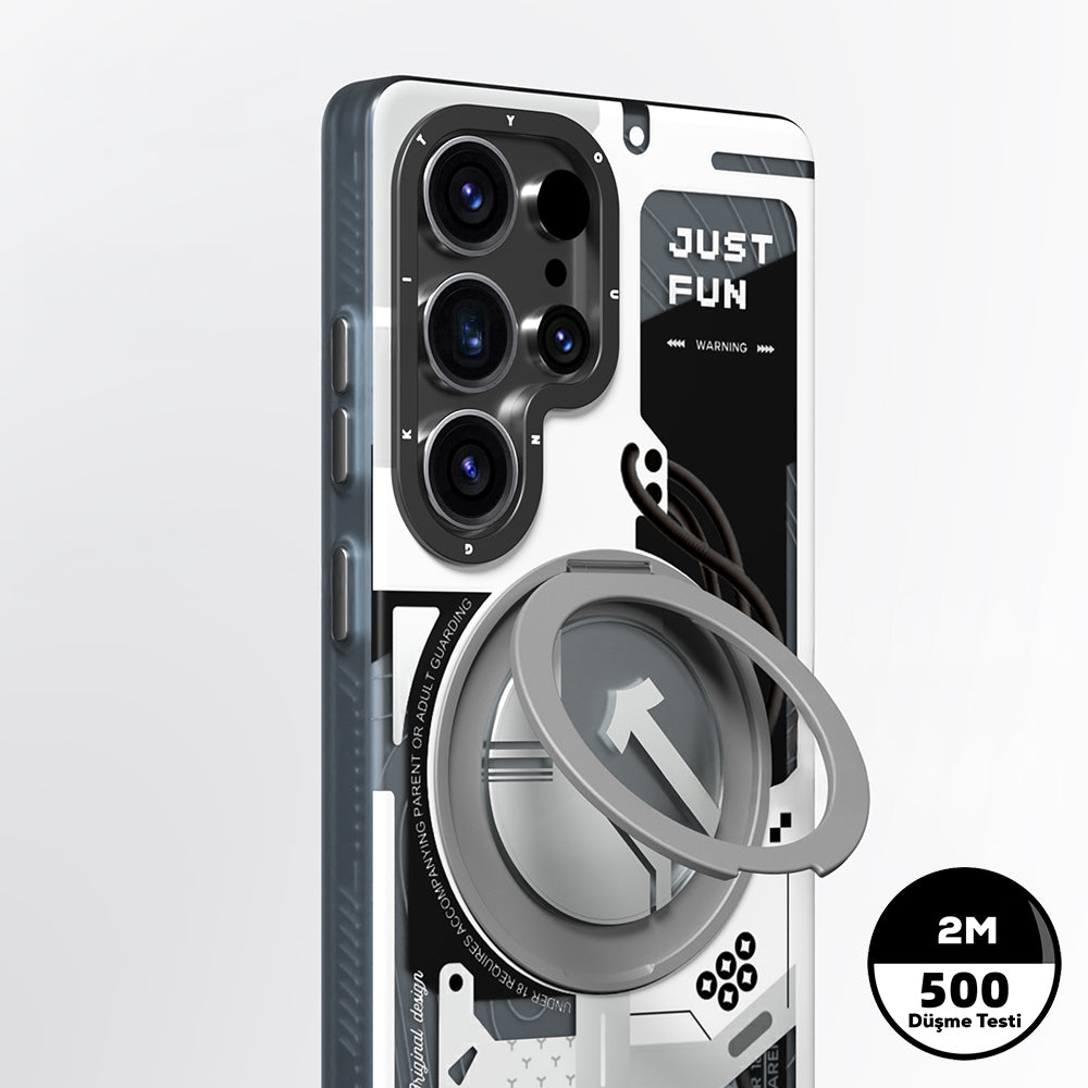 Galaxy S25 Ultra Kılıf M-safe Şarj Özellikli Youngkit 360° Standlı Starship Serisi Kapak