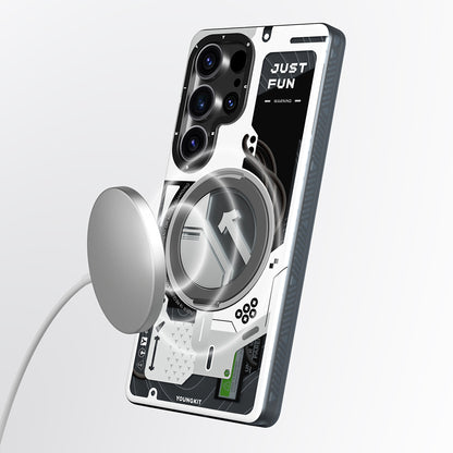 Galaxy S25 Ultra Kılıf M-safe Şarj Özellikli Youngkit 360° Standlı Starship Serisi Kapak