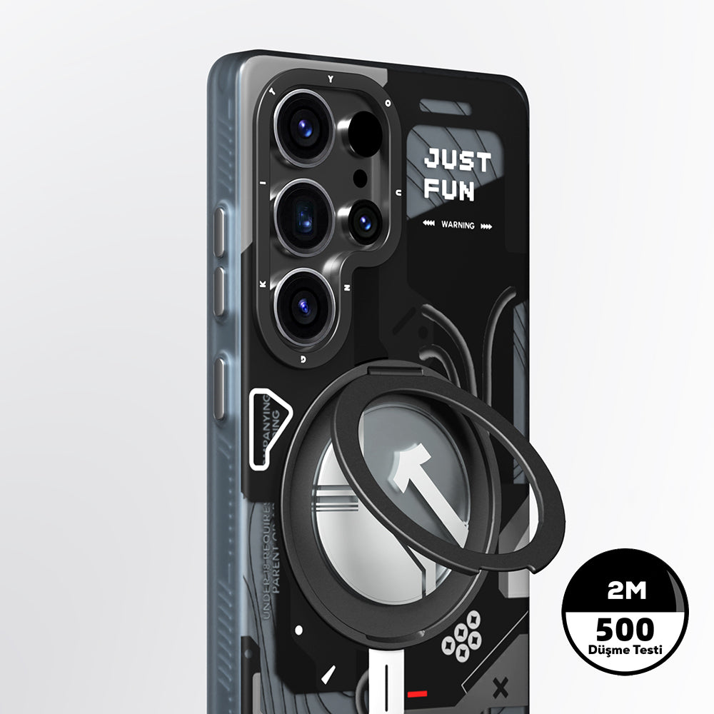 Galaxy S25 Ultra Kılıf M-safe Şarj Özellikli Youngkit 360° Standlı Starship Serisi Kapak