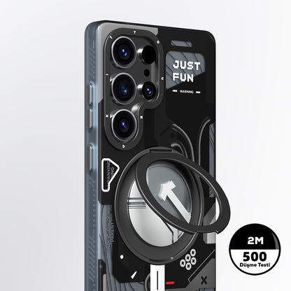 Galaxy S25 Ultra Kılıf M-safe Şarj Özellikli Youngkit 360° Standlı Starship Serisi Kapak