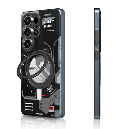 Galaxy S25 Ultra Kılıf M-safe Şarj Özellikli Youngkit 360° Standlı Starship Serisi Kapak