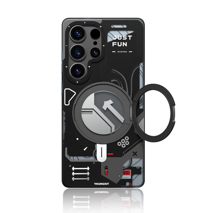 Galaxy S25 Ultra Kılıf M-safe Şarj Özellikli Youngkit 360° Standlı Starship Serisi Kapak