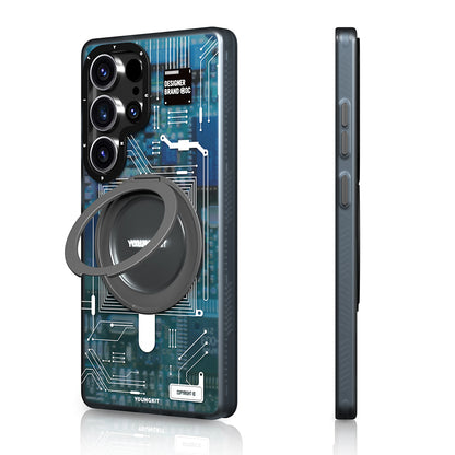 Galaxy S25 Ultra Kılıf M-safe Şarj Özellikli Youngkit 360° Standlı Technology Serisi Kapak