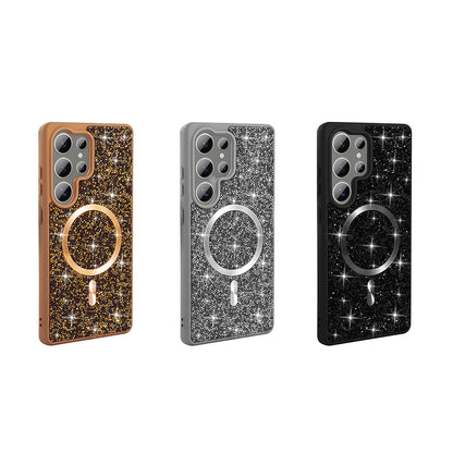 Galaxy S25 Ultra Kılıf Pırlanta Tasarımlı M-safe Şarj Özellikli Zore Mozaik Silikon Kapak