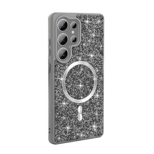 Galaxy S25 Ultra Kılıf Pırlanta Tasarımlı M-safe Şarj Özellikli Zore Mozaik Silikon Kapak