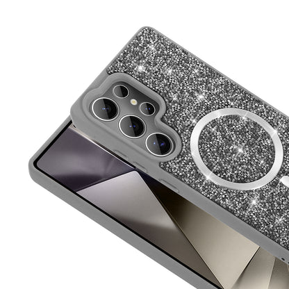 Galaxy S25 Ultra Kılıf Pırlanta Tasarımlı M-safe Şarj Özellikli Zore Mozaik Silikon Kapak