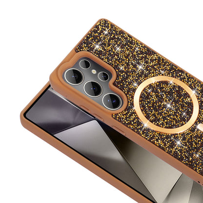 Galaxy S25 Ultra Kılıf Pırlanta Tasarımlı M-safe Şarj Özellikli Zore Mozaik Silikon Kapak