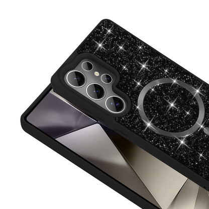 Galaxy S25 Ultra Kılıf Pırlanta Tasarımlı M-safe Şarj Özellikli Zore Mozaik Silikon Kapak