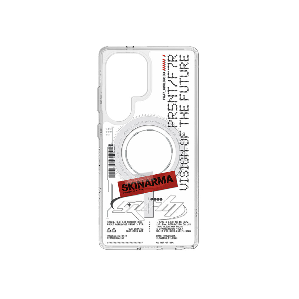 Galaxy S25 Ultra Kılıf Skinarma M-safe Şarj Özellikli Yazı Desenli Airbag Tasarımlı Orion Kapak