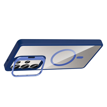 Galaxy S25 Ultra Kılıf Standlı ve Kamera Lens Hediyeli M-Safe Şarj Özellikli Zore Etro Kapak