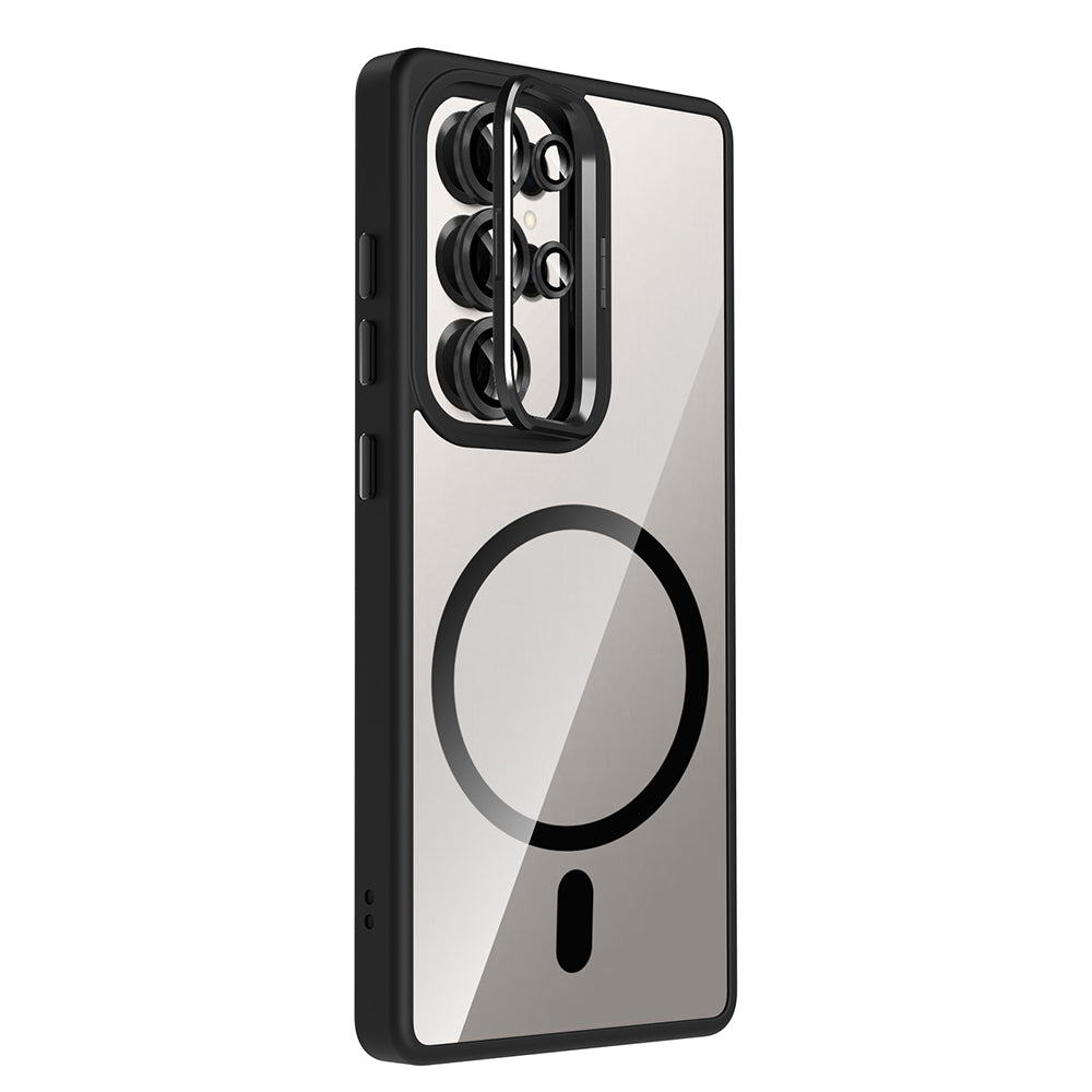 Galaxy S25 Ultra Kılıf Standlı ve Kamera Lens Hediyeli M-Safe Şarj Özellikli Zore Etro Kapak