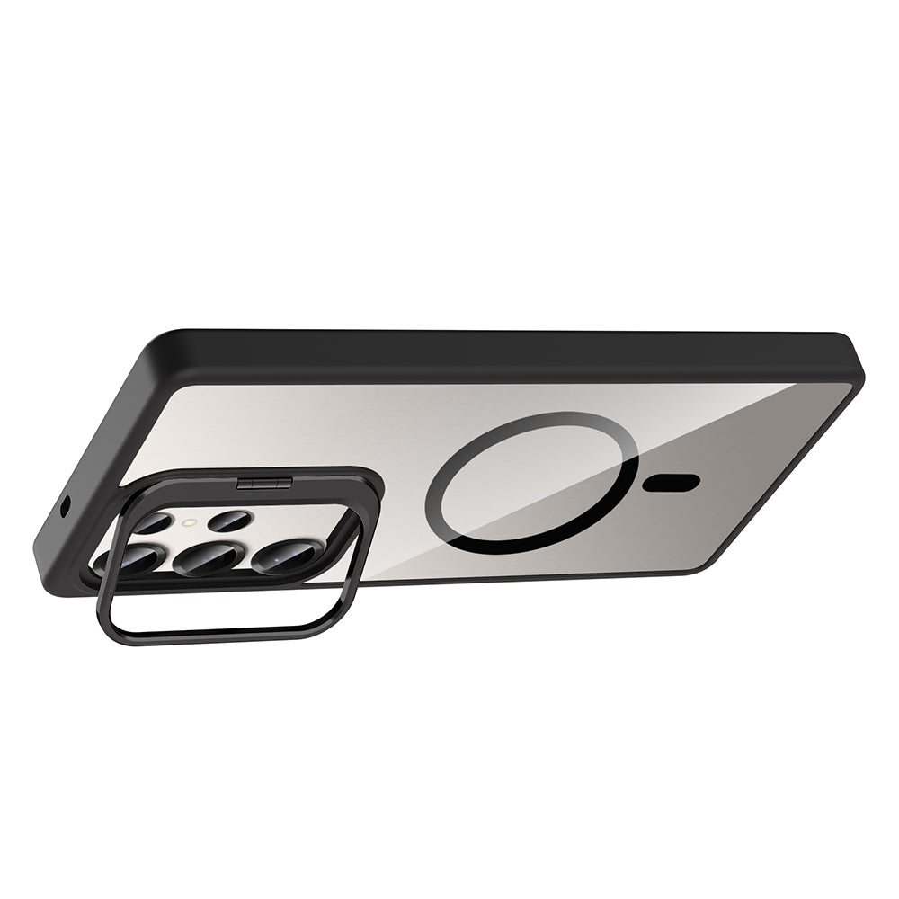 Galaxy S25 Ultra Kılıf Standlı ve Kamera Lens Hediyeli M-Safe Şarj Özellikli Zore Etro Kapak