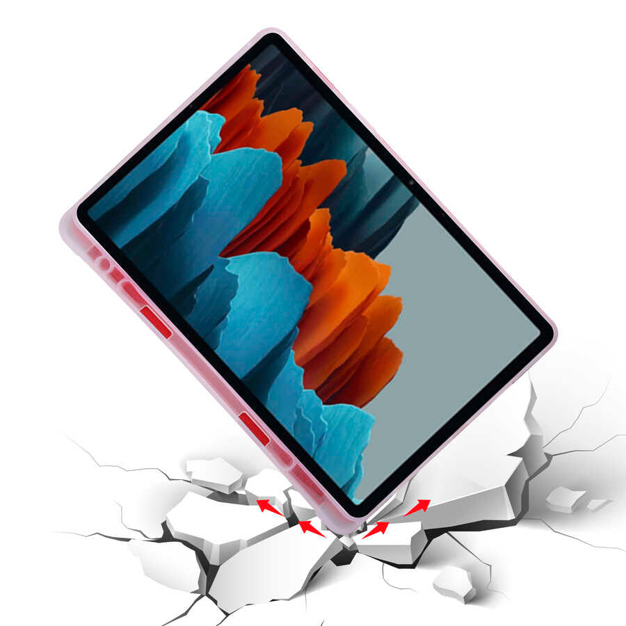 Galaxy Tab S7 Plus T970 Kılıf Zore Tri Folding Kalem Bölmeli Standlı Kılıf