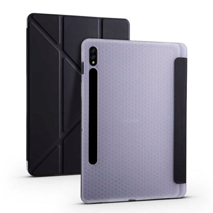Galaxy Tab S7 T870 Kılıf Zore Tri Folding Kalem Bölmeli Standlı Kılıf
