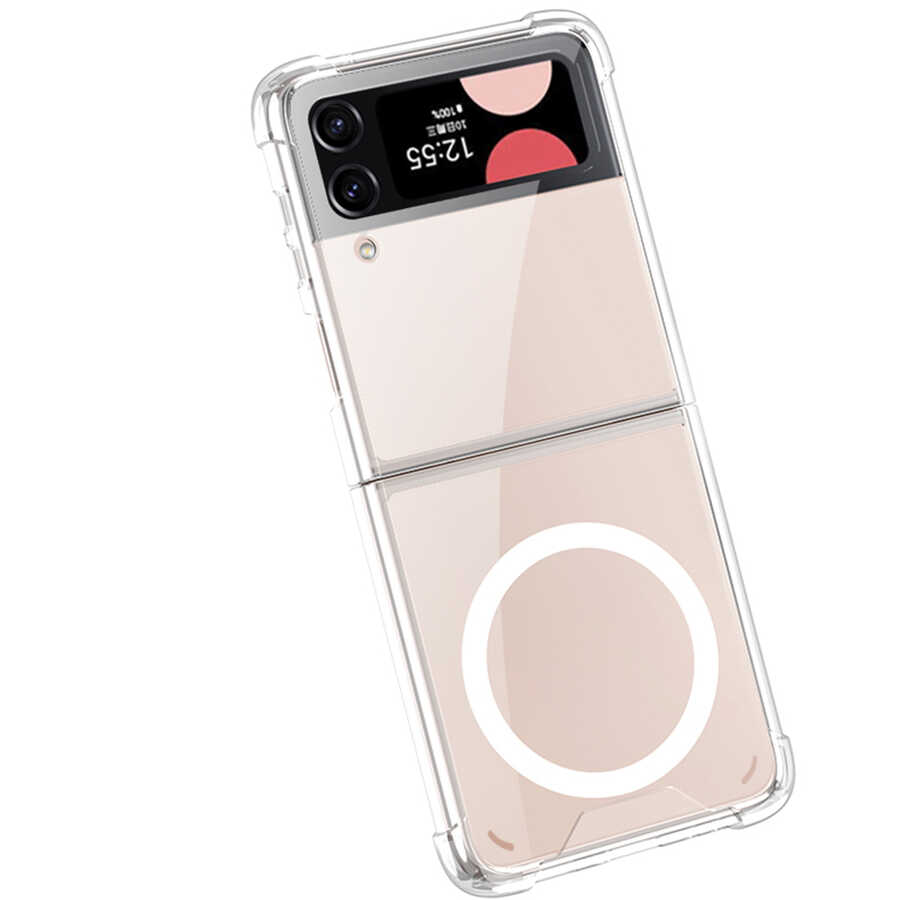 Galaxy Z Flip 3 Kılıf Wireless Şarj Özellikli Airbagli Zore Kıpta Anti Shock M-safe Kapak