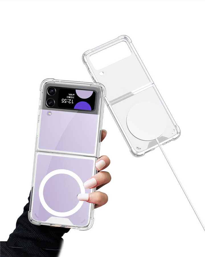 Galaxy Z Flip 3 Kılıf Wireless Şarj Özellikli Airbagli Zore Kıpta Anti Shock M-safe Kapak