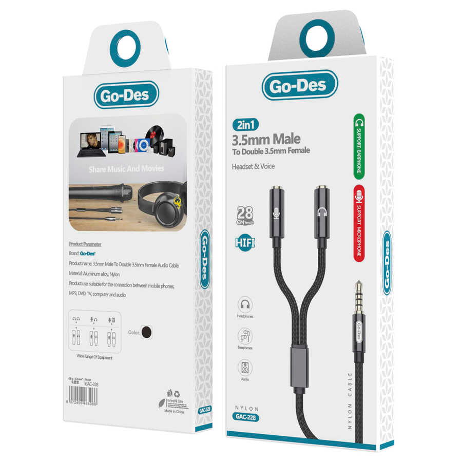 ​Go Des GAC-228 Kulaklık Ve Mikrofon Ucu Çoğaltıcı