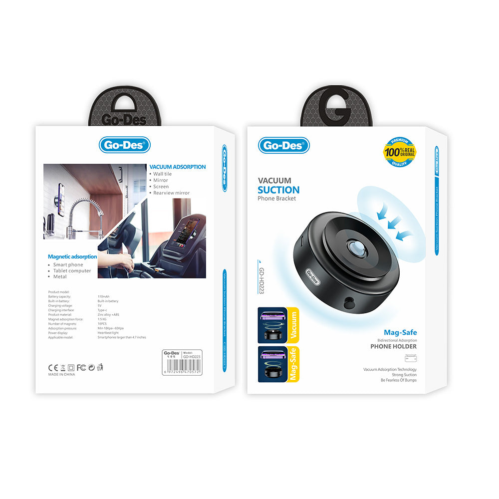 Go Des GD-HD223 110mAh 5V Type-C Portlu Elektirikli Vakum Özellikli Telefon Tutucu