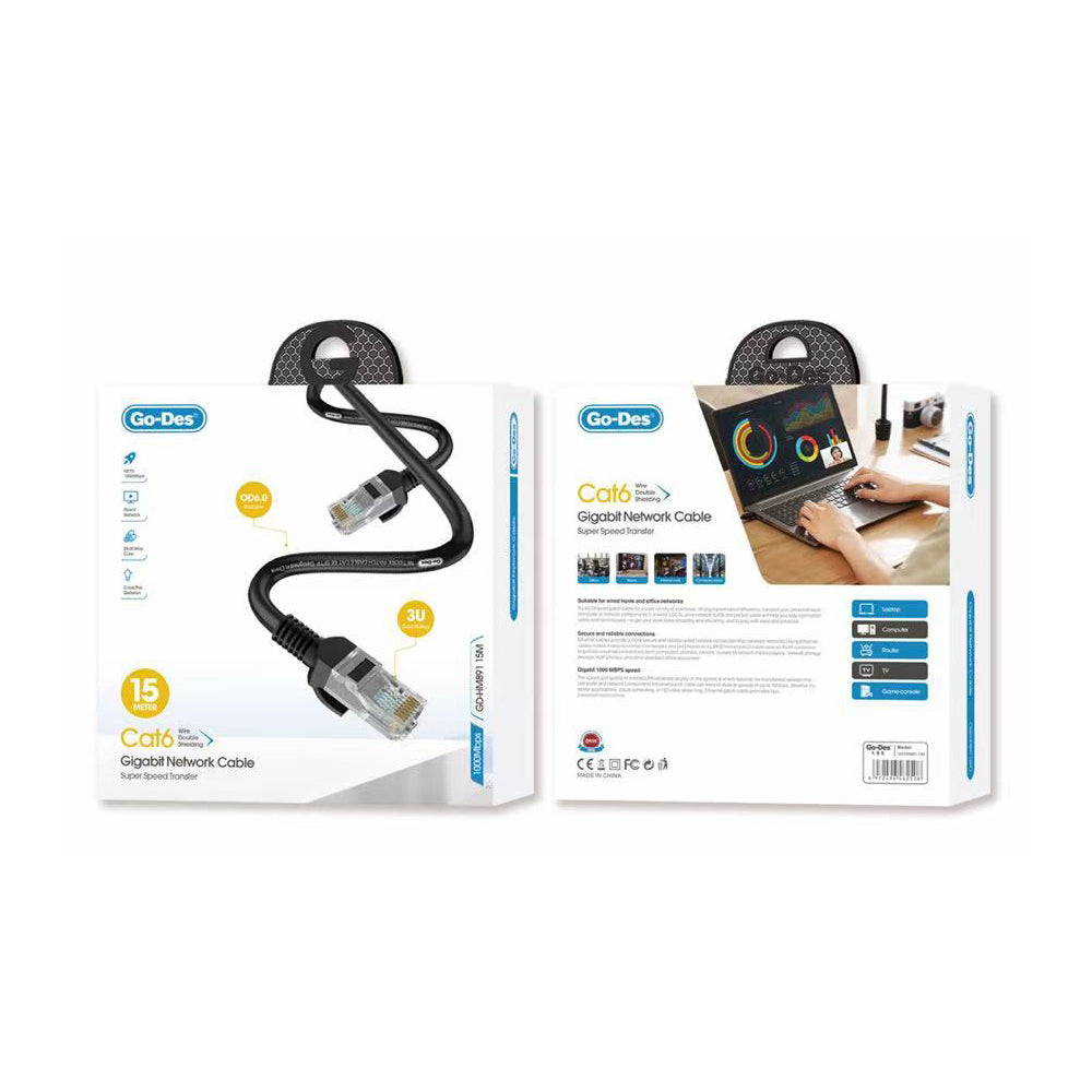 Go Des GD-HM891 1000Mbps Aktarım Hızlı RJ45 Ethernet Kablosu 15M