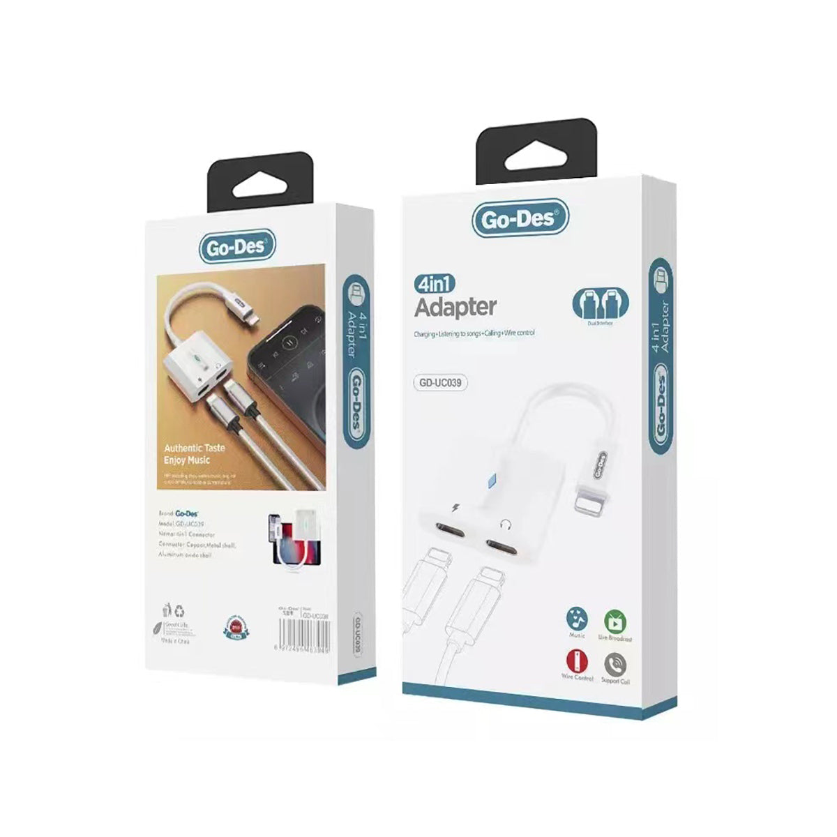 Go Des GD-UC039 Lightning To Lightning Kulaklık Çıkışlı Lightning Dönüştürücü