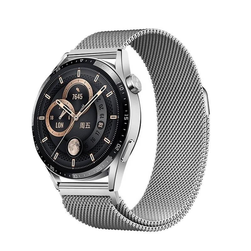 Huawei GT2 46mm Zore Band-12 22mm Metal Hasır Kordon