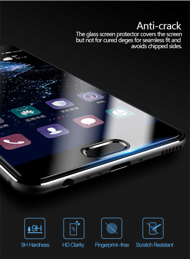 Huawei P10 Zore Ekranı Tam Kaplayan Düz Cam Koruyucu