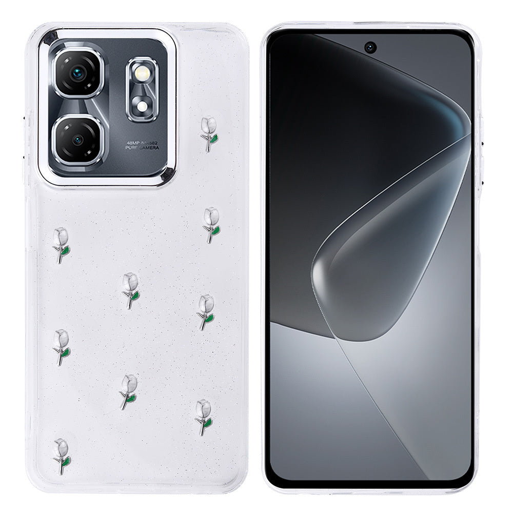 İnfinix Smart 9 Kılıf Airbag Tasarımlı Simli Şeffaf Zore Kutup Kapak