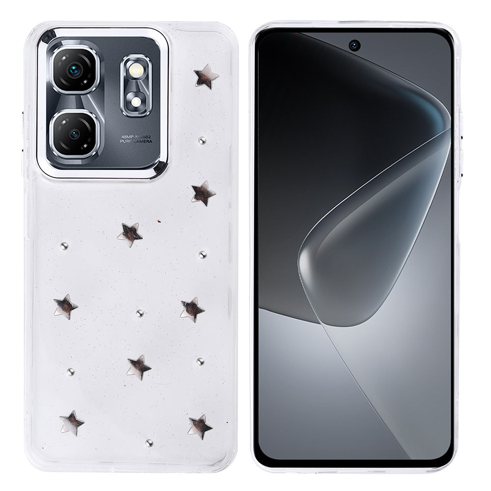 İnfinix Smart 9 Kılıf Airbag Tasarımlı Simli Şeffaf Zore Kutup Kapak