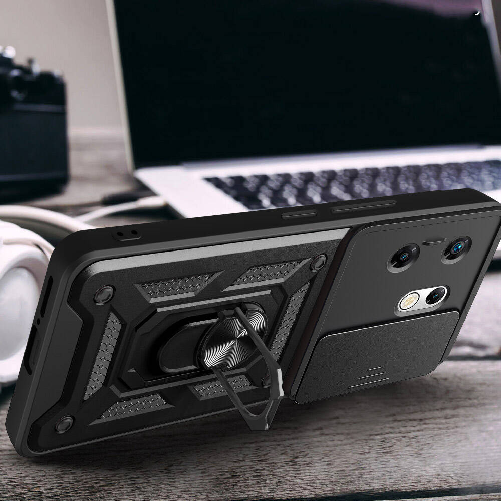 İnfinix Zero 30 4G Kılıf Magnetik Standlı Kamera Korumalı Zore Sürgülü Vega Kapak