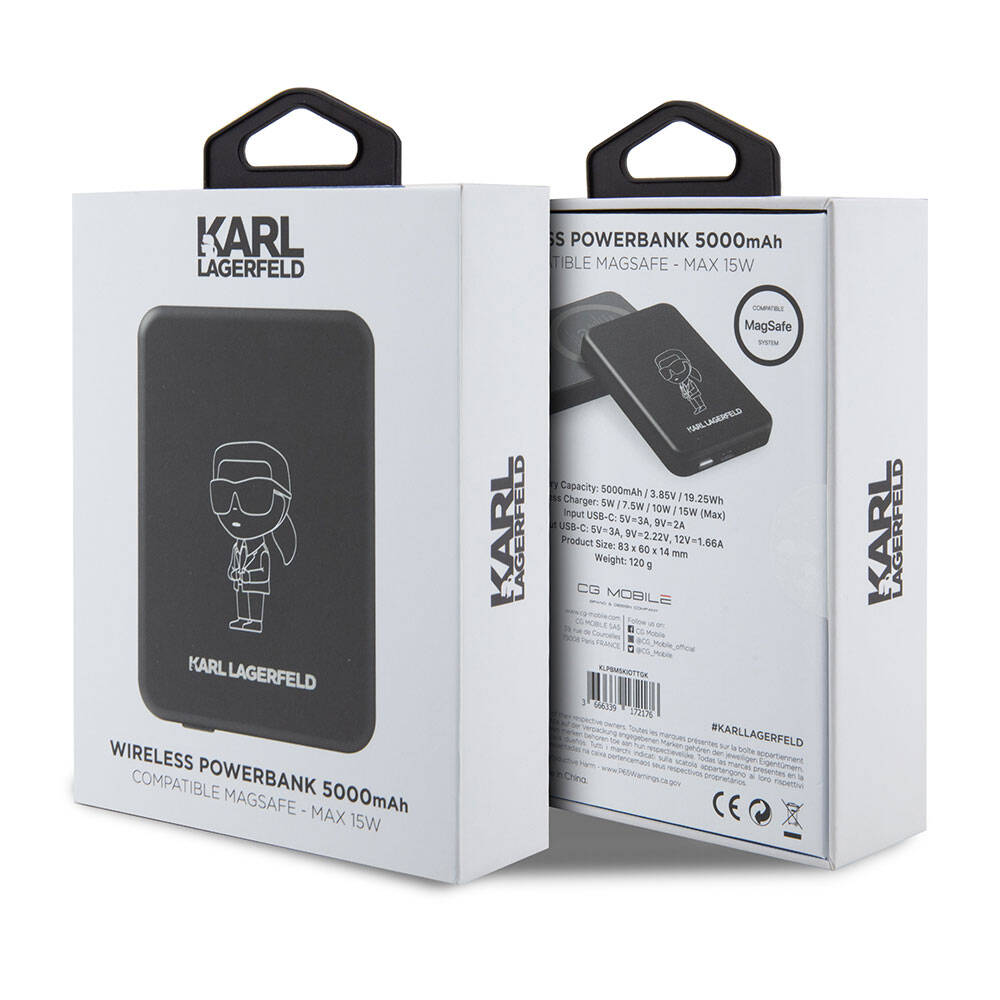Karl Lagerfeld Led Işıklı Göstergeli M-safe Magnetik Orjinal Lisanslı Powerbank 5000 Mah