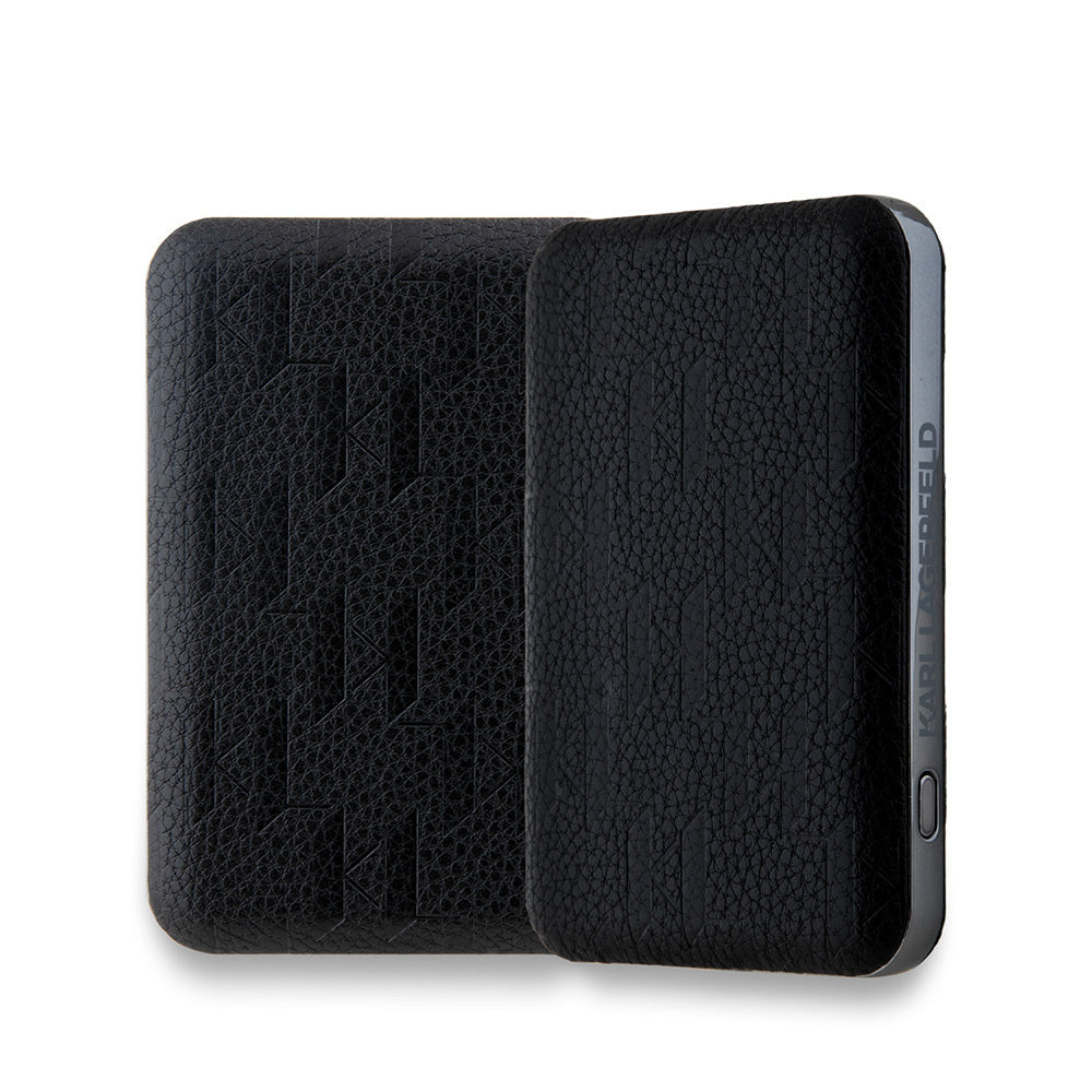 Karl Lagerfeld Orjinal Lisanslı M-safe Şarj Özellikli Led Işık Göstergeli Metal Logolu PU Deri Powerbank 5000mAh