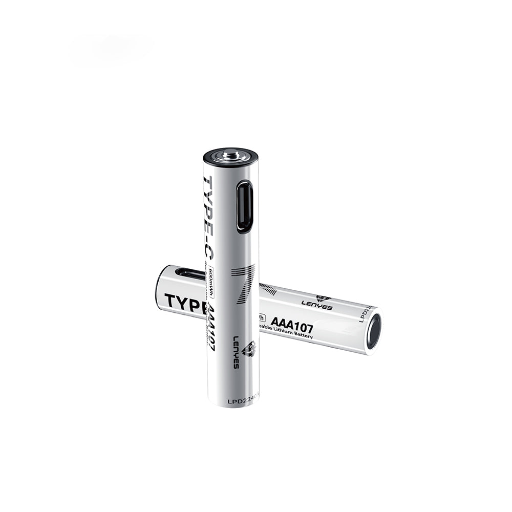 Lenyes AAA107 Type-C Şarj Portlu Şarj Edilebilir AAA Lityum-ion Pil 600mWh 1.5V 2 Adet