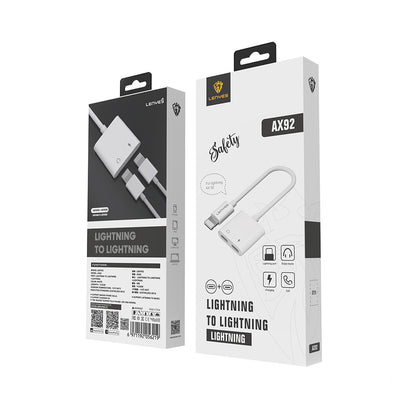 Lenyes AX92 Lightning to Lightning 2in1 Şarj ve Kulaklık Dönüştürücü Adaptör