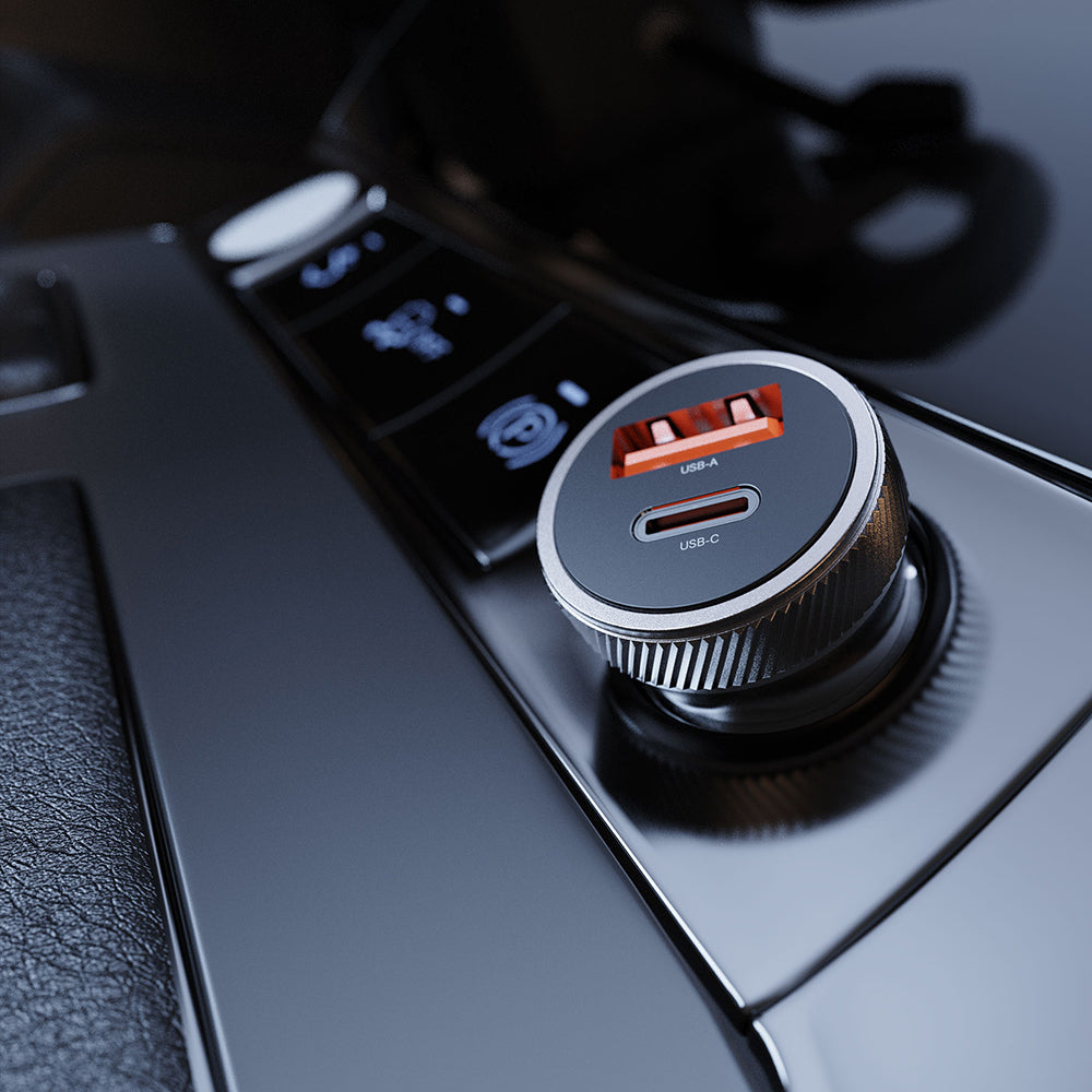 Lenyes CA57 Hızlı Şarj Özellikli Dual Type-C + USB-A Portlu Mini Araç Şarj Aleti 30W