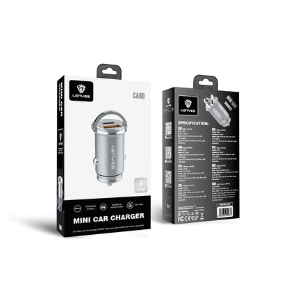 Lenyes CA60 Hızlı Şarj Özellikli Dual Type-C + USB-A Portlu Mini Araç Şarj Aleti PD 45W
