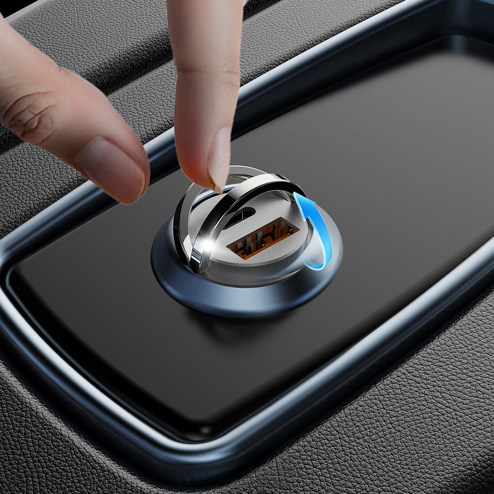 Lenyes CA60 Hızlı Şarj Özellikli Dual Type-C + USB-A Portlu Mini Araç Şarj Aleti PD 45W