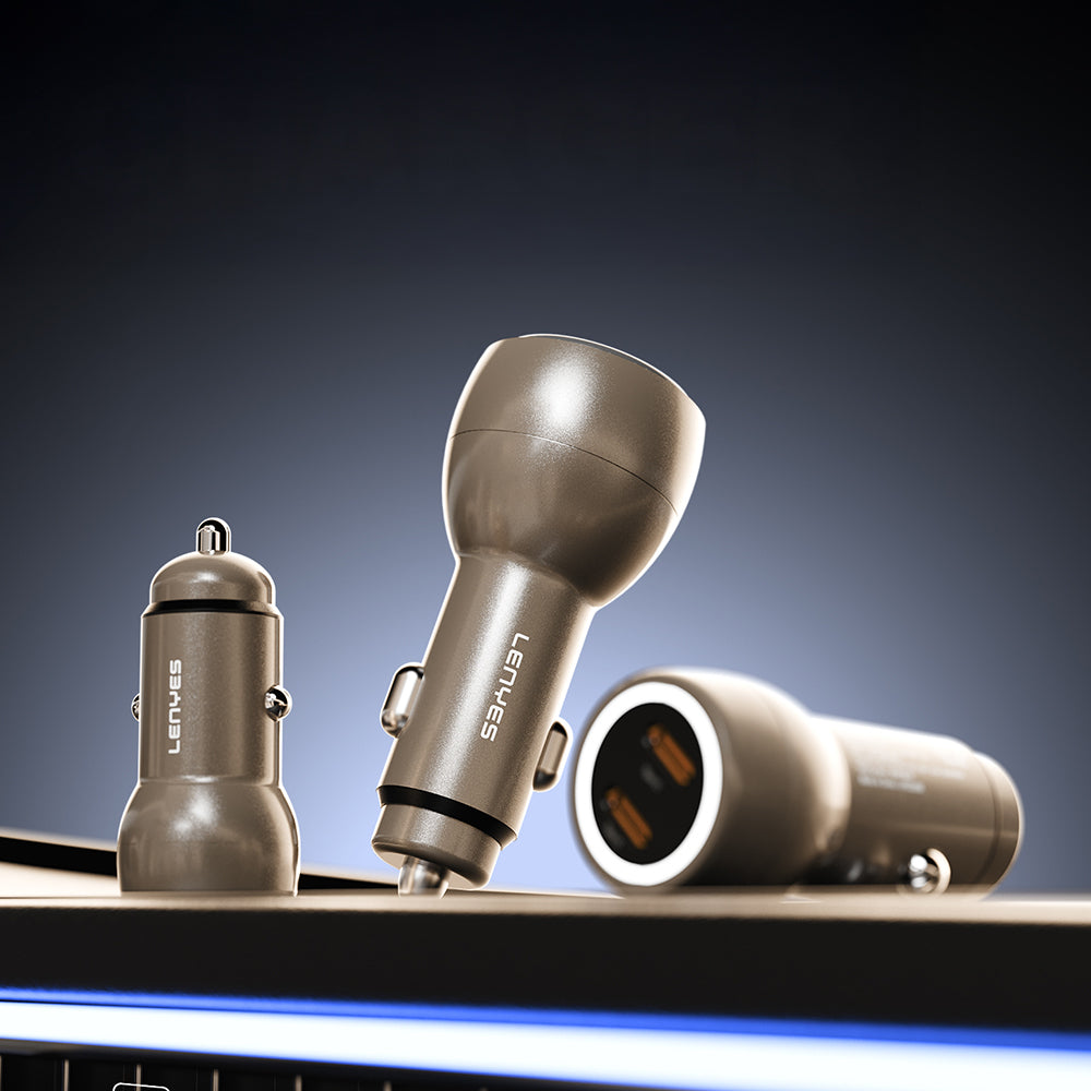 Lenyes CA66 Hızlı Şarj Özellikli Dual Type-C + Type-C + USB-A Portlu PD Araç Şarj Aleti 95W