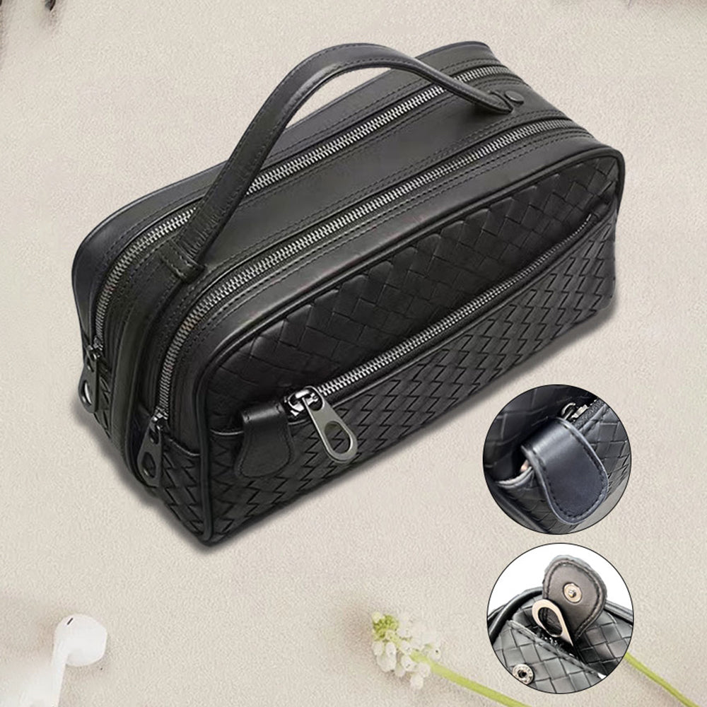 Lenyes LB527 Tomas Serisi Dokuma PU Mat Deri Bilek Tasarımlı Çizilmeye Karşı Dayanıklı Aksesuar Çantası