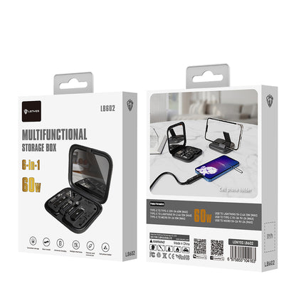 Lenyes LB602 6in1 Type-C to Type-C Kablolu 60W Çevirici Adaptör Seti Standlı Saklama Kutusu
