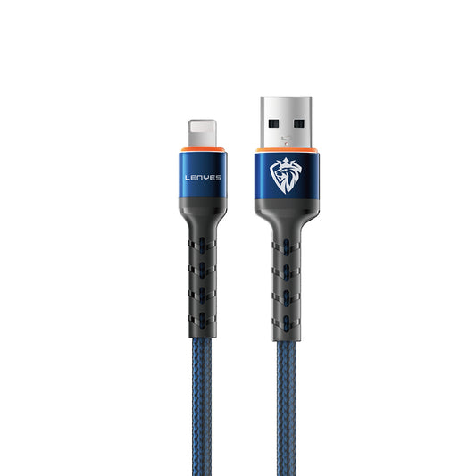 Lenyes LC515 USB-A to Lightning Hızlı Şarj Özellikli Örgülü Data ve Şarj Kablosu 3A 1M