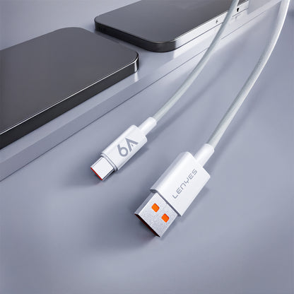 Lenyes LC518 USB-A to Type-C 6A Örgü Tasarımlı Hızlı Şarj Özellikli Data ve Şarj Kablosu 66W 1M