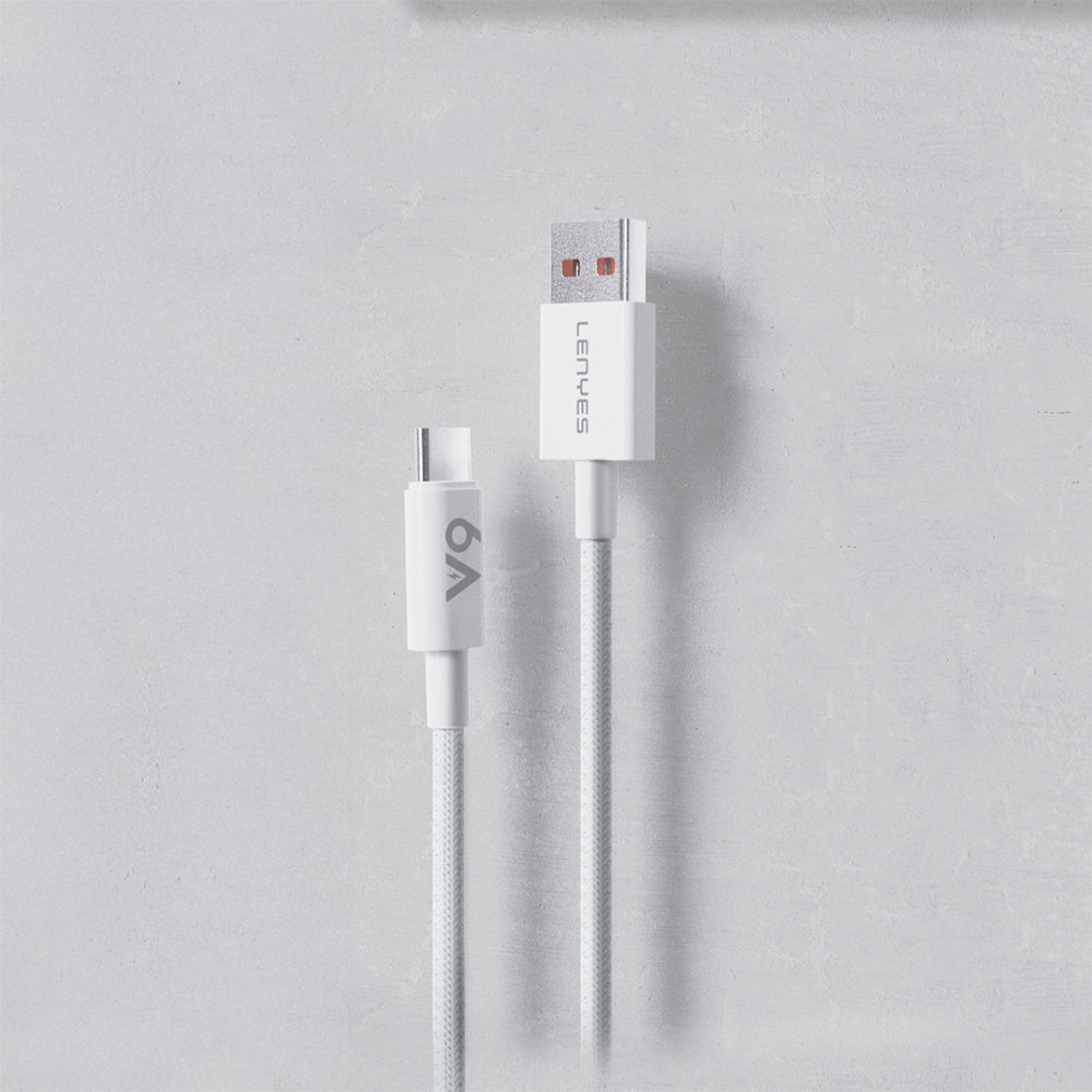 Lenyes LC518 USB-A to Type-C 6A Örgü Tasarımlı Hızlı Şarj Özellikli Data ve Şarj Kablosu 66W 1M