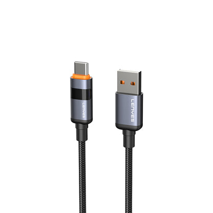 Lenyes LC529 USB-A to Type-C LED Dijital Göstergeli Hızlı Şarj Özellikli Data ve Şarj Kablosu 66W 1M