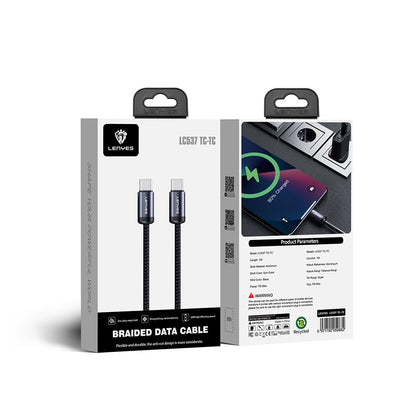 Lenyes LC537 Type-C to Type-C Hızlı Şarj Özellikli Örgülü Data ve Şarj Kablosu 60W 1M