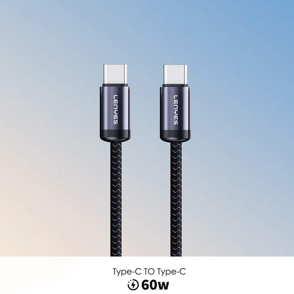 Lenyes LC537 Type-C to Type-C Hızlı Şarj Özellikli Örgülü Data ve Şarj Kablosu 60W 1M