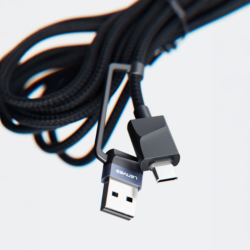 Lenyes LC541 USB-A + Type-C to Lightning – Type-C – Akıllı Saat Şarj Kablosu 60W 1M