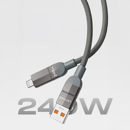 Lenyes LC543 4in1 Hızlı Şarj Özellikli USB-A - Type-C + Type-C to Lightning Data ve Şarj Kablosu 240W 1M